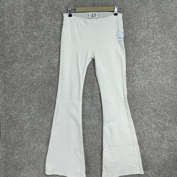 Free People NWT Cream Penny Pull On Wide Leg Jeans Womens 27 Mid Rise Stretch - Picture 3 of 11
